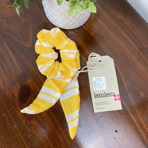LemLem Gold Yellow Stripe Doro Hair Scrunchie NWT Handmade